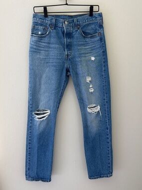 Levi’s 501 Original Button Fly Distressed Jeans Waist 28 Length 30